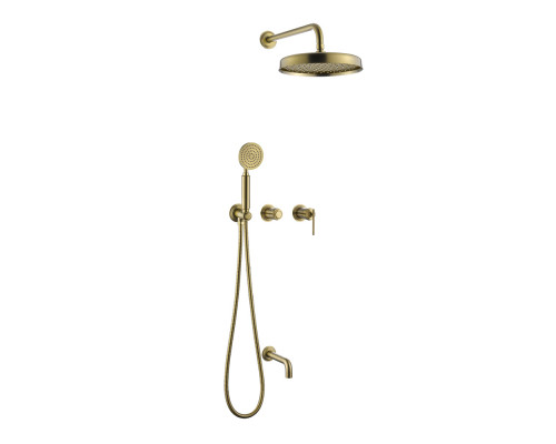 Смеситель встроенный + верхний + ручной душ + излив, ETERNA MATT GOLD