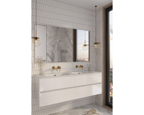 Тумба без раковины Vallessi 140*46cm Белый глянец 4 полки Armadi Art