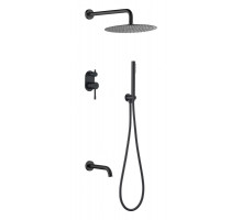 Смеситель встроенный + верхний+ ручной душ, Uno. Black Boheme