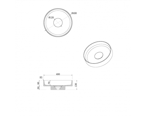 Раковина накладная рифленая SOLE Corian 400*130 Calacatta