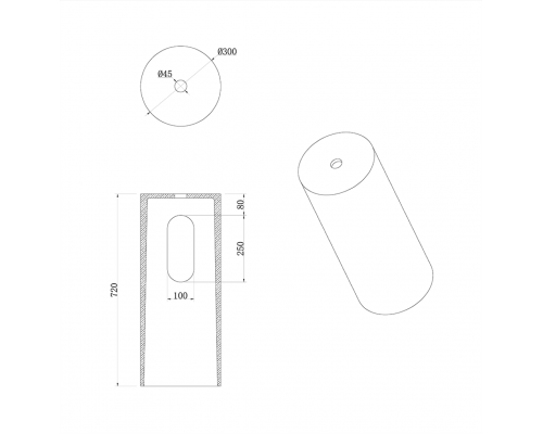 Пьедестал для раковины SOLE Corian 300*720 Grey