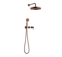 Смеситель встроенный + верхний+ ручной душ, ETERNA COPPER BRUSHED