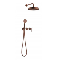 Смеситель встроенный + верхний+ ручной душ, ETERNA COPPER BRUSHED
