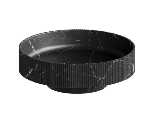 Раковина накладная рифленая SOLE Corian 400*130 Nero Marquina