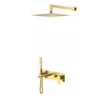 Смеситель встроенный + верхний+ ручной душ Qubic Matt Gold Boheme
