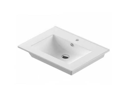Тумба-умывальник Comforty Клеон-75Н белый/дуб дымчатый с раковиной Quadro 75