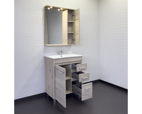 Тумба-умывальник Comforty Марио-75 дуб дымчатый с раковиной Quadro 75