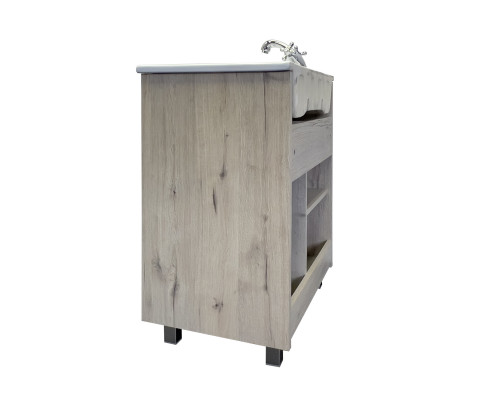 Тумба-умывальник Comforty Марио-75 дуб дымчатый с раковиной Quadro 75
