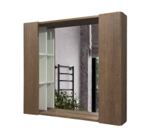 Зеркало-шкаф Comforty Ангара-90 дуб темно-коричневый со светодиодной подсветкой и антизапотеванием