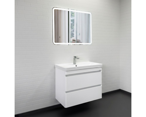 Тумба-умывальник подвесная Comforty Енисей-80П2 белый глянец c раковиной 4480