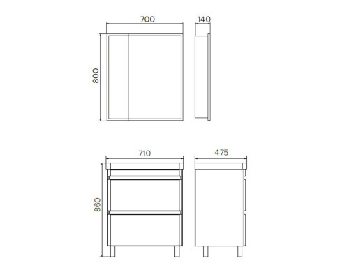 Тумба-умывальник напольная Comforty Валдай-70Н белая матовая с раковиной 4470