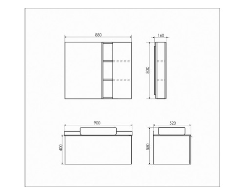 Тумба-умывальник Comforty Милан-90 белая с графитовой столешницей с раковиной Comforty 78189