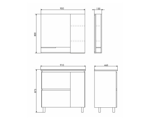 Тумба-умывальник Верона-90 дуб белый с раковиной Quadro 90 Comforty