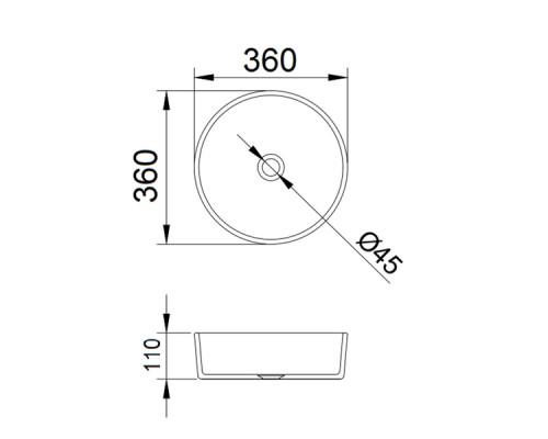 Накладная раковина 36 см Comforty CF21009 стеклянная кофе с прозрачным стеклом