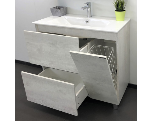 Тумба-умывальник Верона-90 дуб белый с раковиной Quadro 90 Comforty