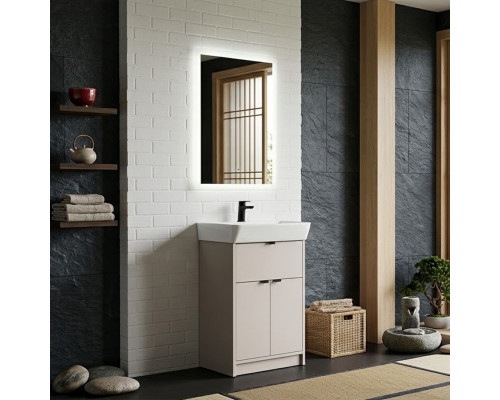 Напольная тумба-умывальник Comforty Руза-50 серый шелк с раковиной 9055RA-50
