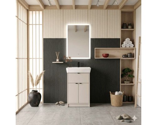Напольная тумба-умывальник Comforty Руза-50 серый шелк с раковиной 9055RA-50