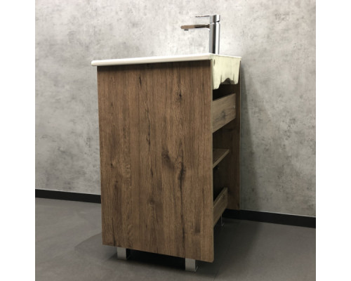 Тумба-умывальник Марио-60 дуб темный с раковиной Quadro 60 Comforty