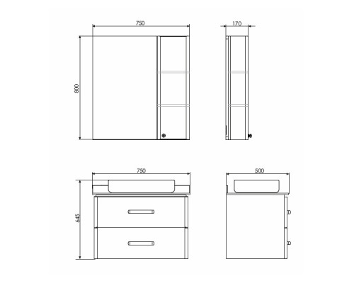 Зеркало-шкаф "Амстердам-75" белый Comforty