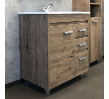 Тумба-умывальник Марио-75 дуб темный с раковиной Quadro 75 Comforty