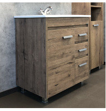 Тумба-умывальник Марио-75 дуб темный с раковиной Quadro 75 Comforty