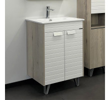 Тумба-умывальник Comforty Клеон 60Н белый/дуб дымчатый с раковиной Quadro 60