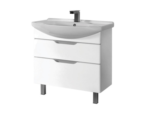 Тумба LAGUNA PLUS, 105 см, подвесная/напольная, 2 ящика, с опорами, белый глянец Dreja