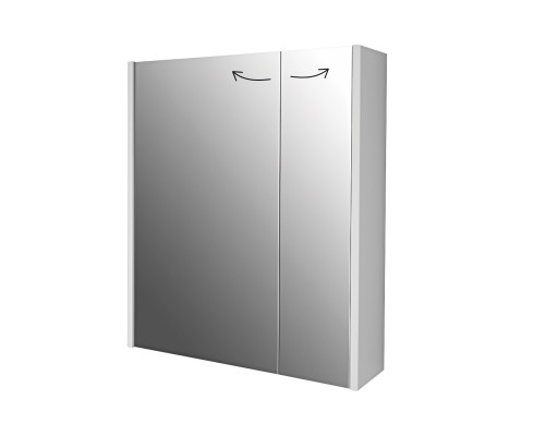 Шкаф зеркальный PRIME, 60 см, 2 дверцы, 2 стеклянные полки, белый Dreja