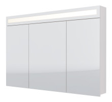Шкаф зеркальный UNI, 120 см, 3 дверцы, 6 стеклянных полок, с LED-подсветкой и выключателем, белый Dreja