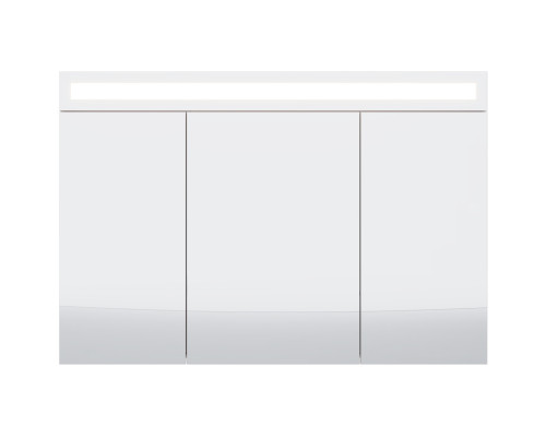 Шкаф зеркальный UNI, 120 см, 3 дверцы, 6 стеклянных полок, с LED-подсветкой и выключателем, белый Dreja