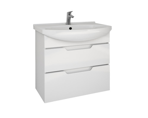 Тумба LAGUNA PLUS, 65 см, подвесная/напольная, 2 ящика, с опорами, белый глянец Dreja