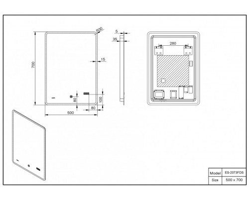 Зеркало ESBANO ES-2073 FDS 50x70