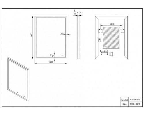 Зеркало ESBANO ES-2542 HD 60х80