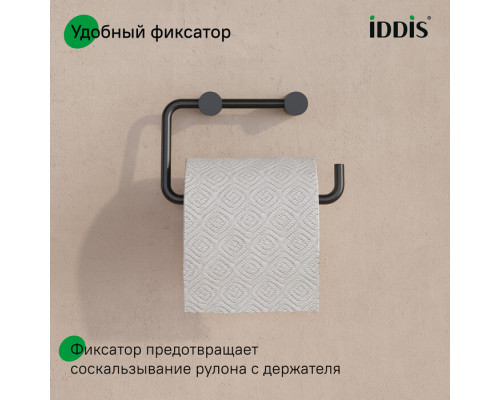 Держатель для туалетной бумаги без крышки, сплав металлов, Петит (Petite), черный матовый, IDDIS, PETBL00i43