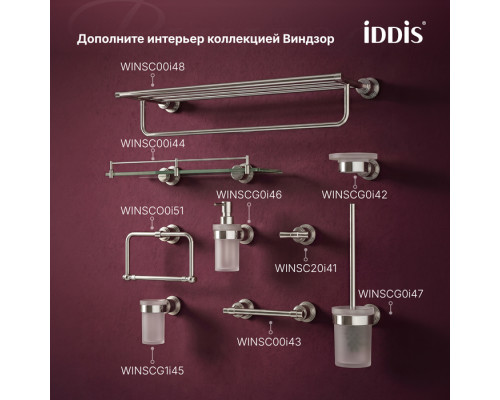 Ёршик, матовое стекло, хром глянцевый, Виндзор (Windsor), IDDIS, WINSCG0i47