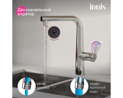 PURSBPFi05N, Смеситель для кухни с фильтром и выдвижным изливом, хром, Пьюр (Pure), ID
