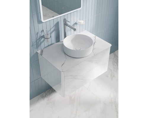 Столешница, керамогранит, 80 см, белый мрамор, Оптима Хоум (Optima Home), IDDIS, OPH80M0i89