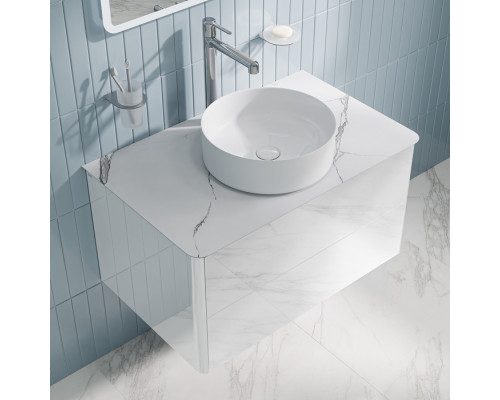 Столешница, керамогранит, 80 см, белый мрамор, Оптима Хоум (Optima Home), IDDIS, OPH80M0i89