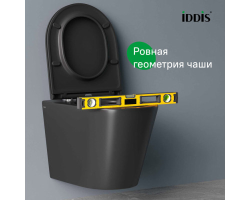 Унитаз подвесной безободковый, чёрный матовый, Калипсо (Calipso), IDDIS, CALR3BMi25