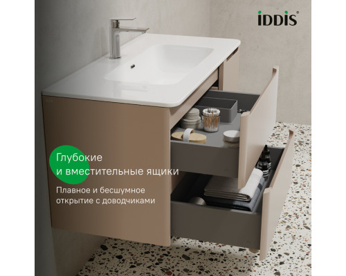Тумба подвесная, 100 см, капучино, Эдифис (Edifice), IDDIS, EDI10C0i95 подходит умыв. 0101000i28
