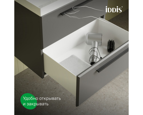 Тумба с умывальником, подвесная, 80 см, серый, Слайд Икс (Slide X), IDDIS, SLX80G0i95K подходит умыв. 4518000i28