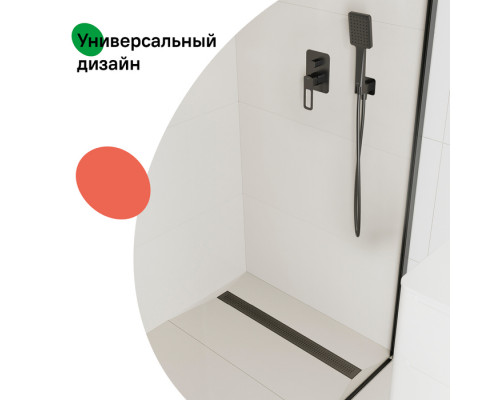 Лоток душевой, сифон 360, комбинированный затвор, перфорированная решетка, 800мм, черный, IDDIS, 975B8BL20DZ