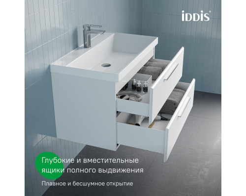 Тумба с умывальником, подвесная, 80 см, белый, Слайд Икс (Slide X), IDDIS, SLX80W0i95K подходит умыв. 4518000i28