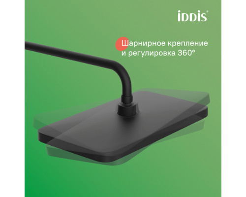 Душевая система с тропическим душем и изливом, матовый черный, Паркер (Parker), IDDIS, PARBL3Fi06