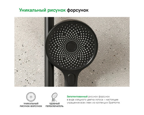 Лейка для душа, черная, СпаХоум (SpaHome), IDDIS, SPA3F0Bi18