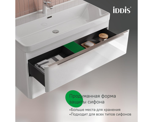 Тумба с умывальником, подвесная, 100 см, белый, Клауд Икс (Cloud X), IDDIS, CLX10W0i95K подходит умыв. 0171000i28