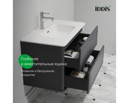Тумба с умывальником, подвесная, 80 см, темно-серый, Оксфорд Нео (Oxford Neo), IDDIS, OXN80D0i95K подходит умыв. 0108000i28
