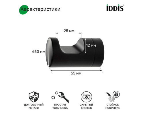 Крючок одинарный, сплав металлов, Hoa (Noa), черный матовый, IDDIS, NOABL10i41