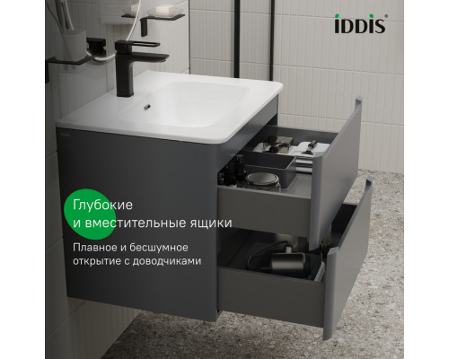 Тумба с умывальником, подвесная, 60 см, темно-серый, Эдифис (Edifice), IDDIS, EDI60D0i95K подходит умыв. 0106000i28