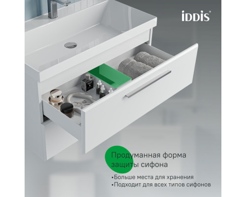 Тумба с умывальником, подвесная, 80 см, белый, Слайд Икс (Slide X), IDDIS, SLX80W0i95K подходит умыв. 4518000i28